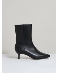 Reiss - Leather Kitten-Heel Ankle Boots - Lyst