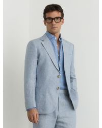 Reiss - Soft Atlantic Tailored Fit Linen-Twill Single-Breasted Blazer Tailored-Fit - Lyst