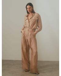 ATELIER - Lorenza - Camel Belted Wide Leg Jumpsuit, Us 6 - Lyst