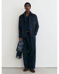 Reiss - Liam - Airforce Blue Wool-blend Twin-pocket Overshirt, 2x-large - Lyst