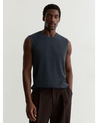 Reiss - Melgreen - Airforce Blue Textured Crew-neck Vest, Xxl - Lyst