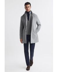 Reiss - Dam - Grey Wool Removable Insert Longline Coat - Lyst