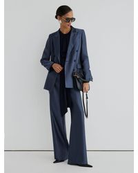 ATELIER - Navy Satin Pinstripe Double Breasted Blazer - Lyst