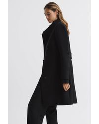 Reiss - Mia - Black Wool Blend Mid-length Coat, Us 0 - Lyst