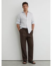 Reiss - Pale & Stripe Linen Striped Cutaway-Collar Shirt Regular-Fit - Lyst