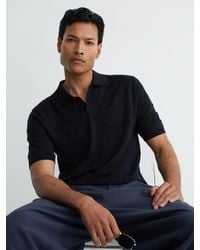 Reiss - Check-Texture Short-Sleeve Polo Jumper With Wool - Lyst