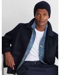 Reiss - Chaise - Navy Merino Wool Rib-knit Beanie, One - Lyst