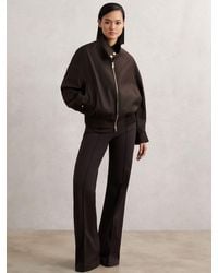 Reiss - Elodie - Chocolate Brown Wool Bomber Jacket, Xl (us 16-18) - Lyst