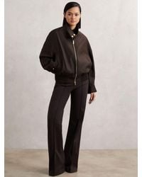 Reiss - Elodie - Chocolate Brown Wool Bomber Jacket, Medium (us 8-10) - Lyst