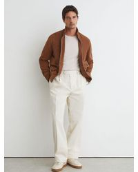 Reiss - Cotton Slub Pleated Relaxed-Fit Trousers - Lyst