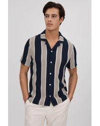 Reiss - Alton Short Sleeve Textured Stripe Shirt - Lyst
