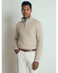 Reiss - Atelier Cabled Cashmere Zip Neck Jumper - Lyst
