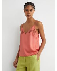 Reiss - Satin Lace-Detail Cami Top - Lyst