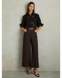 Reiss - Myrtle Chocolate Twill Culotte Trousers - Lyst