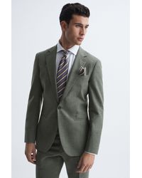 Reiss - Firm - Green Single Breasted Slim Fit Wool Blazer, 46r - Lyst