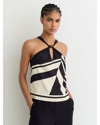 Reiss - Scarf-Print Tie-Back Top - Lyst