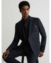 Reiss - Tailored Fit Linen Double-Breasted Suit Blazer - Lyst
