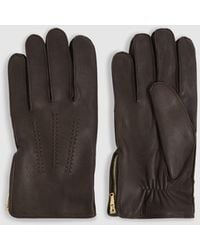 Reiss - Leather Zip-Side Gloves - Lyst