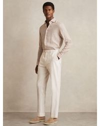 Reiss - Off & Taupe Regular-Fit Cotton-Blend Pinstripe Trousers - Lyst