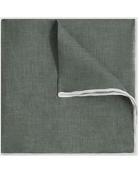 Reiss - Siracusa - Pistachio Melange Linen Contrast Trim Pocket Square, One - Lyst