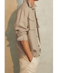 Reiss - Viera - Stone Linen Overshirt, S - Lyst