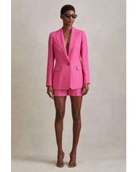 Reiss - Hewey - Pink Petite Tailored Textured Single Breasted Suit: Blazer - Lyst