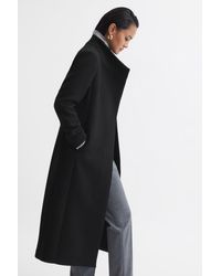 Reiss - Mischa - Black Petite Tailored Wool Blend Longline Coat, Us 0 - Lyst