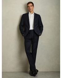 Reiss - Slim-Fit Wool-Blend Textured Tailored Trousers - Lyst