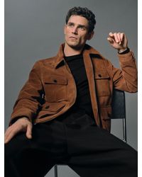 Reiss - Suede Four-Pocket Zip-Through Jacket - Lyst
