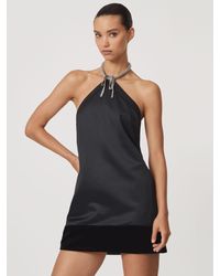 Reiss - Satin Crystal-Necklace Mini Dress - Lyst