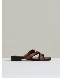 Reiss - Leather Link-Strap Slip-On Sandals - Lyst