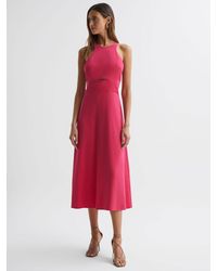 Reiss - Halter Neck Cut Out Midi Dress - Lyst