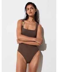 Reiss - Hardware-Detail Square-Neck Swimsuit - Lyst