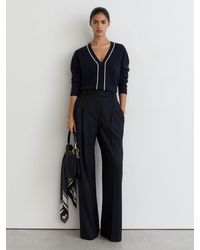 Reiss - Wool-Blend V-Neck Stripe-Detail Jumper With Cashmere - Lyst