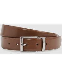 Reiss - Tan & Dark Leather Reversible Belt - Lyst