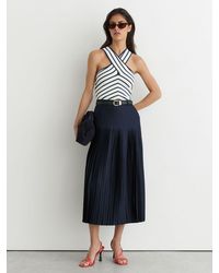 Reiss - Satin Pleated Midi Skirt - Lyst