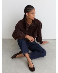 Reiss - Pony Hair-Effect Leather Lace-Up Ballet Flats - Lyst