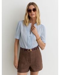 Reiss - Cotton Cheesecloth Pleated Top - Lyst
