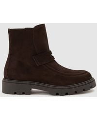 Reiss - Talia - Chocolate Suede Loafer Ankle Boots, Us 10 (uk 8) - Lyst