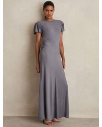 Reiss - Helia - Grey Modal Blend Ruched Jersey Dress, Us 8 - Lyst