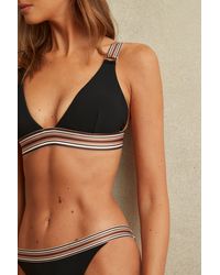 Reiss - Yve - Black/brown Striped Strap Bikini Top - Lyst