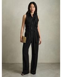 Reiss - Utility Zip Through Jumpsuit With Linen - Lyst