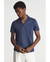 Knitted Cuban Collar Shirt in White for 