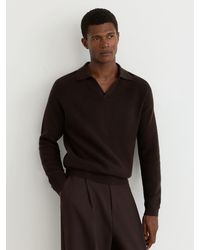 Reiss - Textured-Knit Open-Collar Jumper With Wool - Lyst