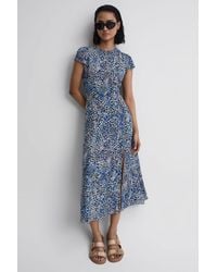 Reiss - Livia Abstract-print Woven Midi Dress - Lyst