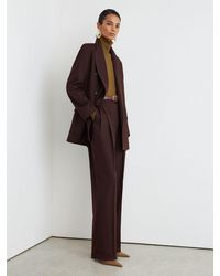 Reiss - Dark Aubergine Leisel Wool-Blend Wide-Leg Pleated Suit Trousers - Lyst