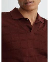 Reiss - Check-Texture Short-Sleeve Polo Jumper With Wool - Lyst