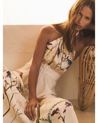 Reiss - Butterfly-Print Halterneck Midi Dress - Lyst