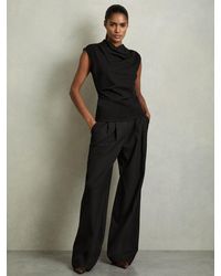 Reiss - Draped Jersey-Twill Sleeveless Top - Lyst