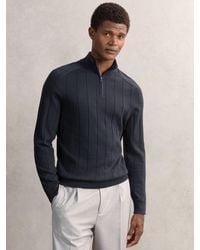 Reiss - Wool Wide-Rib Half-Zip Jumper - Lyst